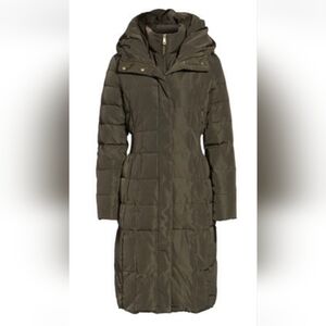 Cole Haan Signature Quilt Down Puffer Hooded Womens Coat Dark Green/Olive Box MD